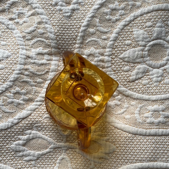 Vintage Indiana Amber Glass Floral Sugar Bowl - Picture 5 of 7